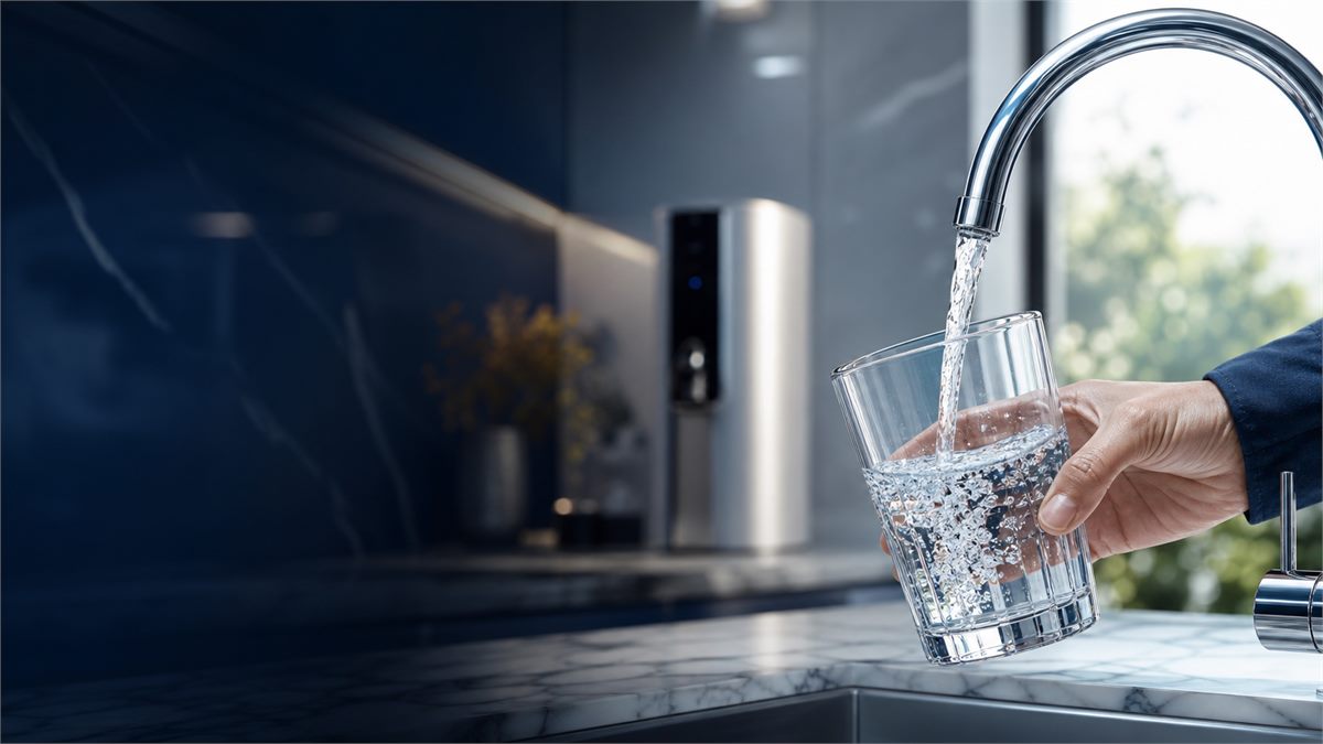 Sparkling water droplets from purifier Hyderabad